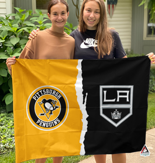 Penguins vs Kings House Divided Flag, NHL House Divided Flag