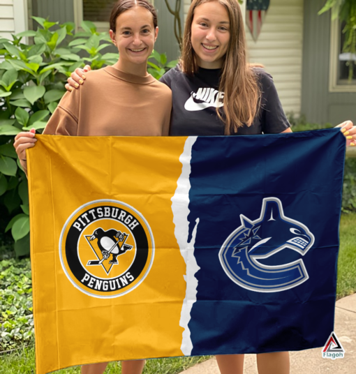 Penguins vs Canucks House Divided Flag, NHL House Divided Flag