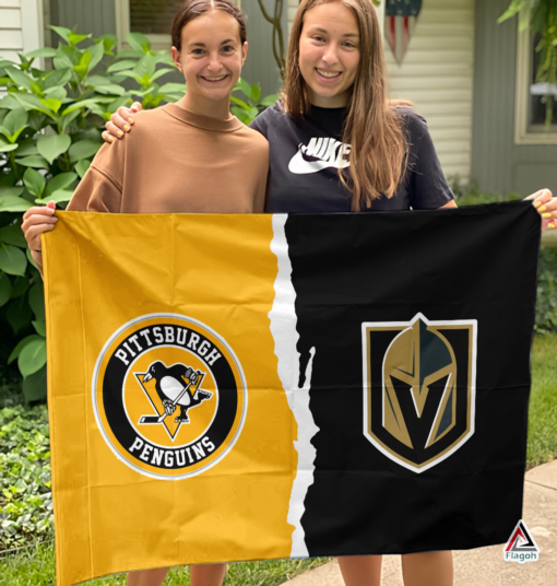 Penguins vs Golden Knights House Divided Flag, NHL House Divided Flag