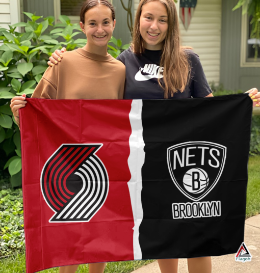 Trail Blazers vs Nets House Divided Flag, NBA House Divided Flag