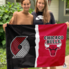 Portland Trail Blazers vs Chicago Bulls House Divided Flag, NBA House Divided Flag