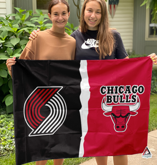 Trail Blazers vs Bulls House Divided Flag, NBA House Divided Flag