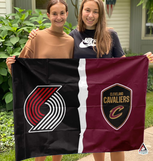 Trail Blazers vs Cavaliers House Divided Flag, NBA House Divided Flag