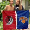 Portland Trail Blazers vs New York Knicks House Divided Flag, NBA House Divided Flag