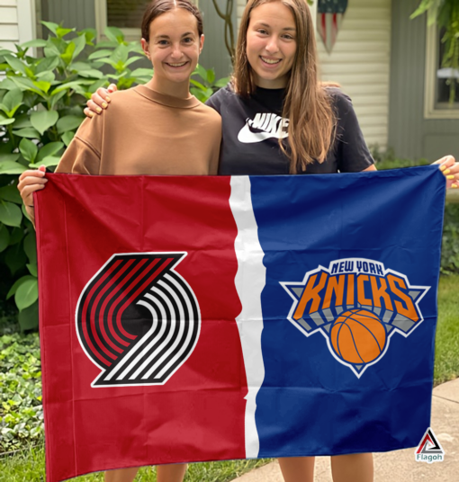 Trail Blazers vs Knicks House Divided Flag, NBA House Divided Flag