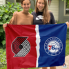 Portland Trail Blazers vs Philadelphia 76ers House Divided Flag, NBA House Divided Flag