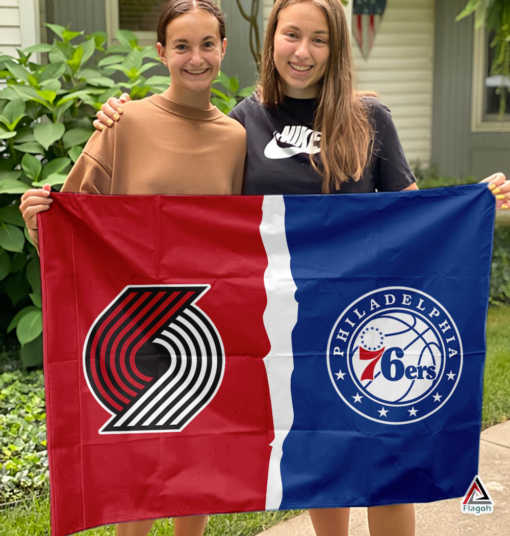 Trail Blazers vs 76ers House Divided Flag, NBA House Divided Flag