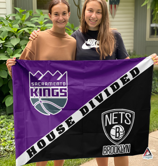 Kings vs Nets House Divided Flag, NBA House Divided Flag