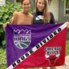 Sacramento Kings vs Chicago Bulls House Divided Flag, NBA House Divided Flag