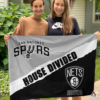 San Antonio Spurs vs Brooklyn Nets House Divided Flag, NBA House Divided Flag