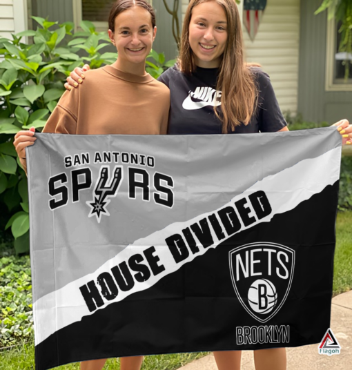 Spurs vs Nets House Divided Flag, NBA House Divided Flag