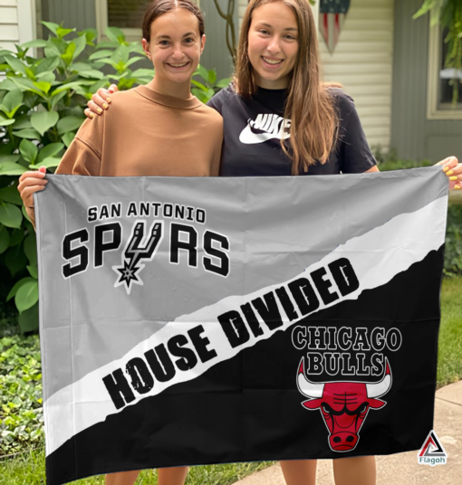 Spurs vs Bulls House Divided Flag, NBA House Divided Flag