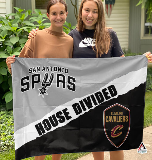 Spurs vs Cavaliers House Divided Flag, NBA House Divided Flag