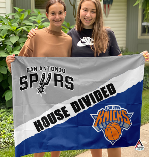 Spurs vs Knicks House Divided Flag, NBA House Divided Flag