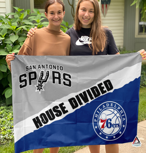 Spurs vs 76ers House Divided Flag, NBA House Divided Flag