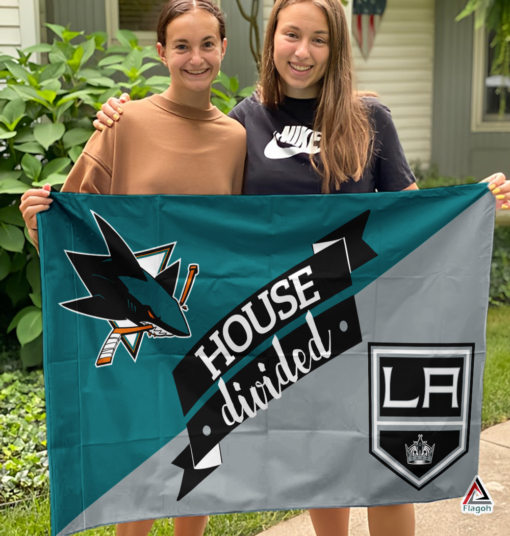 Sharks vs Kings House Divided Flag, NHL House Divided Flag