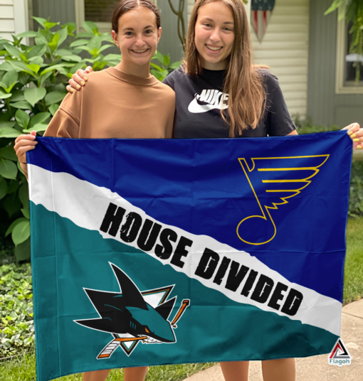 Sharks vs Blues House Divided Flag, NHL House Divided Flag