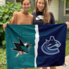 San Jose Sharks vs Vancouver Canucks House Divided Flag, NHL House Divided Flag