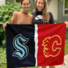 Seattle Kraken vs Calgary Flames House Divided Flag, NHL House Divided Flag