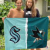 Seattle Kraken vs San Jose Sharks House Divided Flag, NHL House Divided Flag