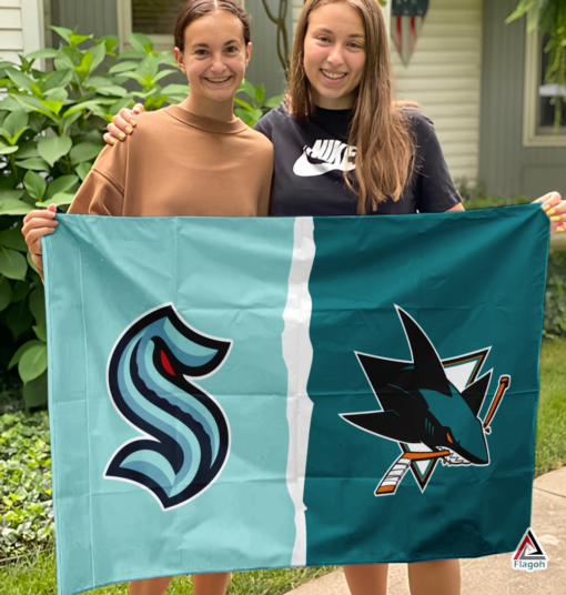 Kraken vs Sharks House Divided Flag, NHL House Divided Flag