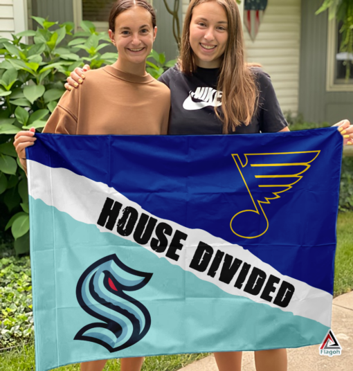 Kraken vs Blues House Divided Flag, NHL House Divided Flag