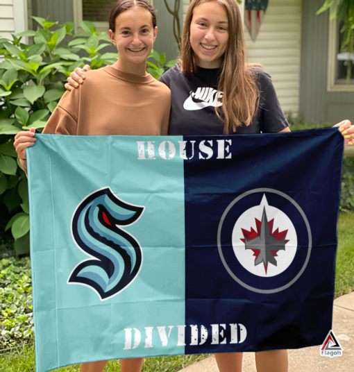 Kraken vs Jets House Divided Flag, NHL House Divided Flag