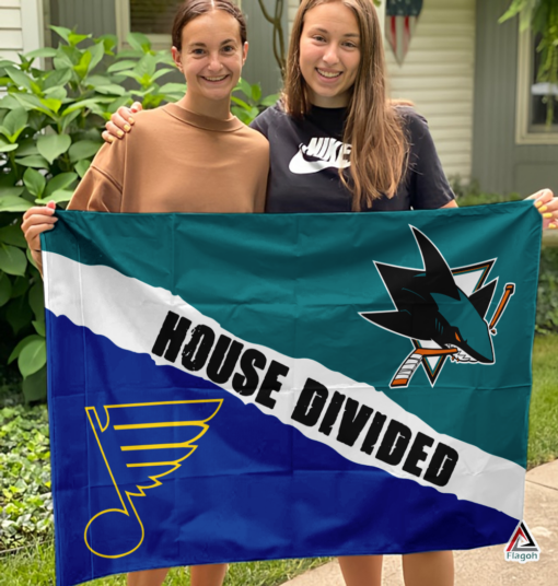 Blues vs Sharks House Divided Flag, NHL House Divided Flag