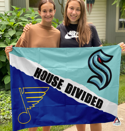 Blues vs Kraken House Divided Flag, NHL House Divided Flag