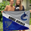 St. Louis Blues vs Vancouver Canucks House Divided Flag, NHL House Divided Flag