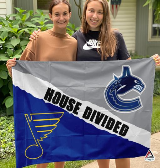 Blues vs Canucks House Divided Flag, NHL House Divided Flag