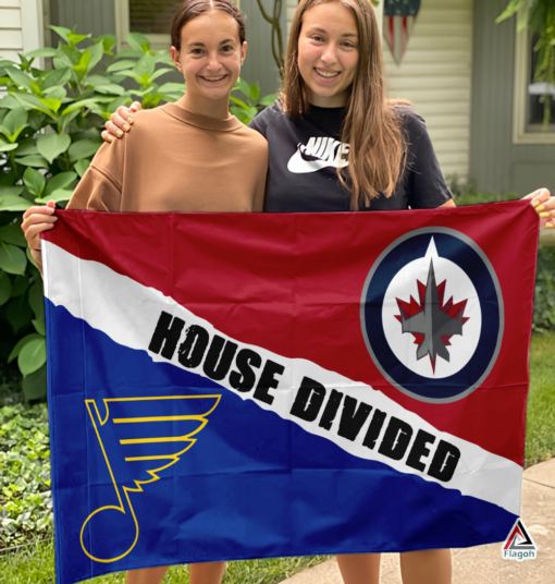 Blues vs Jets House Divided Flag, NHL House Divided Flag