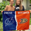 Tampa Bay Lightning vs Anaheim Ducks House Divided Flag, NHL House Divided Flag