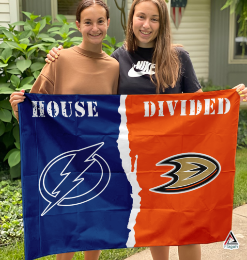 Lightning vs Ducks House Divided Flag, NHL House Divided Flag