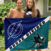 Tampa Bay Lightning vs San Jose Sharks House Divided Flag, NHL House Divided Flag