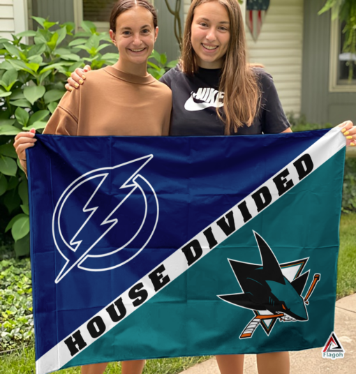 Lightning vs Sharks House Divided Flag, NHL House Divided Flag