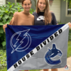 Tampa Bay Lightning vs Vancouver Canucks House Divided Flag, NHL House Divided Flag