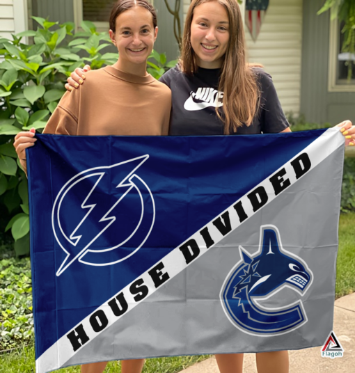 Lightning vs Canucks House Divided Flag, NHL House Divided Flag