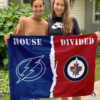 Tampa Bay Lightning vs Winnipeg Jets House Divided Flag, NHL House Divided Flag