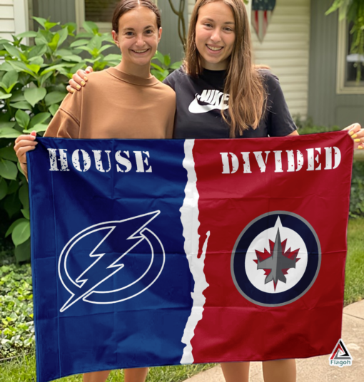 Lightning vs Jets House Divided Flag, NHL House Divided Flag