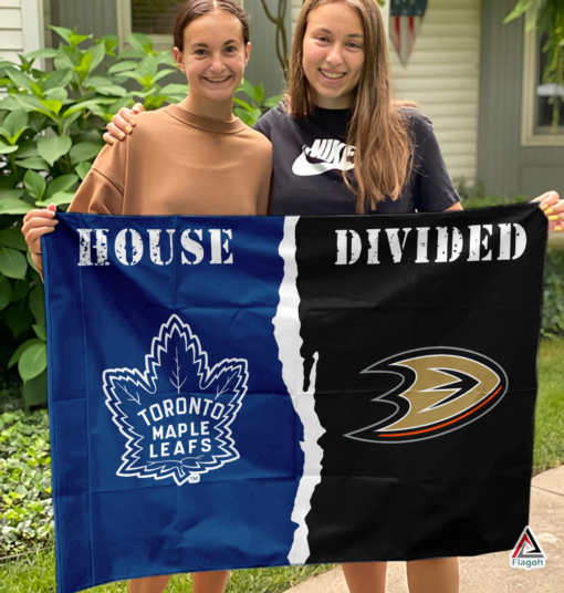 Maple Leafs vs Ducks House Divided Flag, NHL House Divided Flag