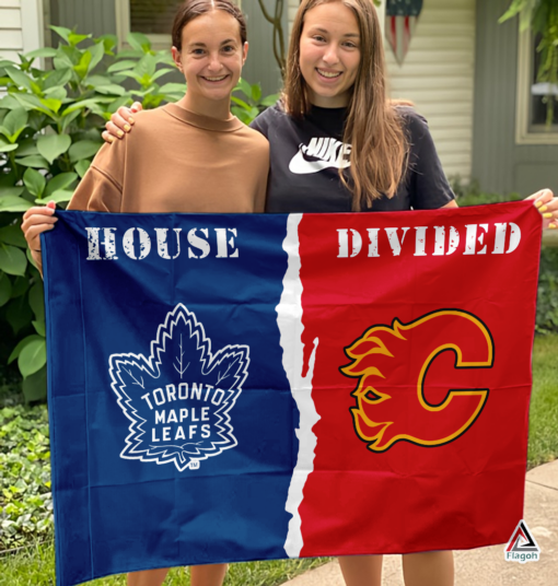 Maple Leafs vs Flames House Divided Flag, NHL House Divided Flag