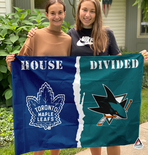 Maple Leafs vs Sharks House Divided Flag, NHL House Divided Flag