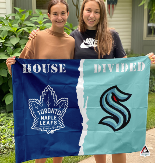 Maple Leafs vs Kraken House Divided Flag, NHL House Divided Flag