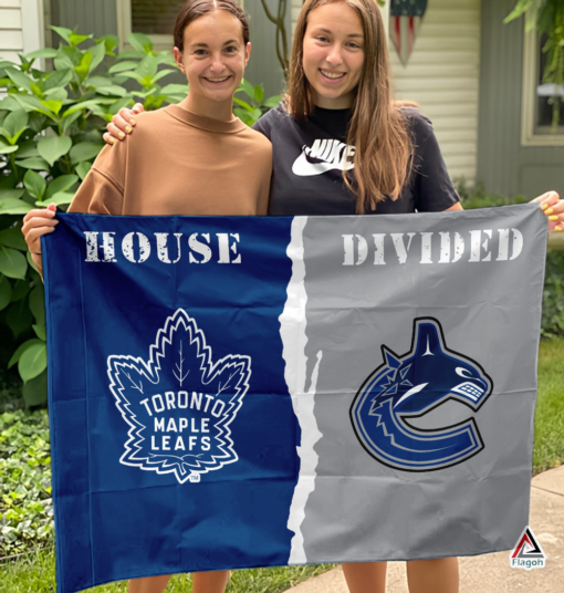 Maple Leafs vs Canucks House Divided Flag, NHL House Divided Flag