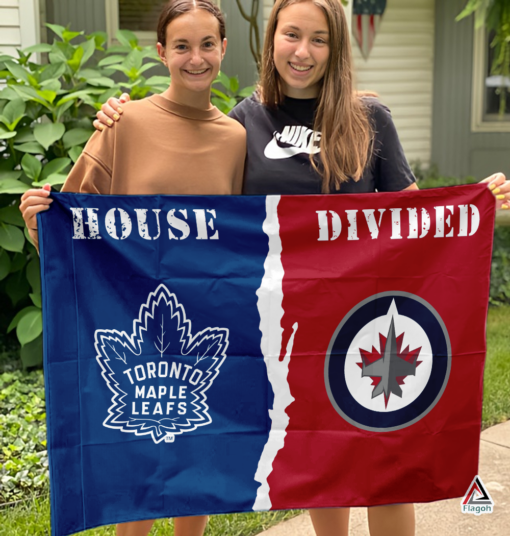 Maple Leafs vs Jets House Divided Flag, NHL House Divided Flag