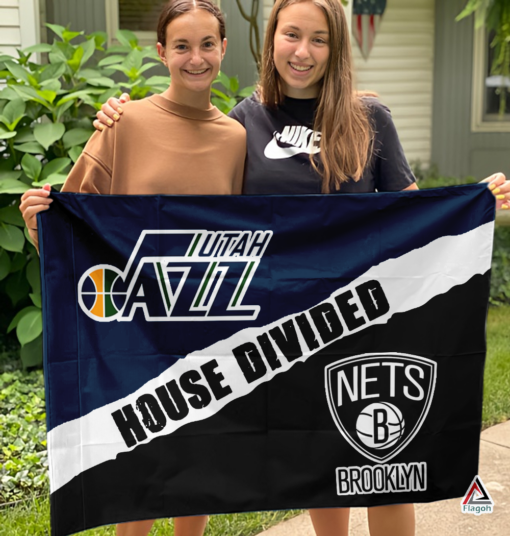 Jazz vs Nets House Divided Flag, NBA House Divided Flag