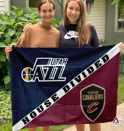 Jazz vs Cavaliers House Divided Flag, NBA House Divided Flag