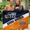 Utah Jazz vs New York Knicks House Divided Flag, NBA House Divided Flag