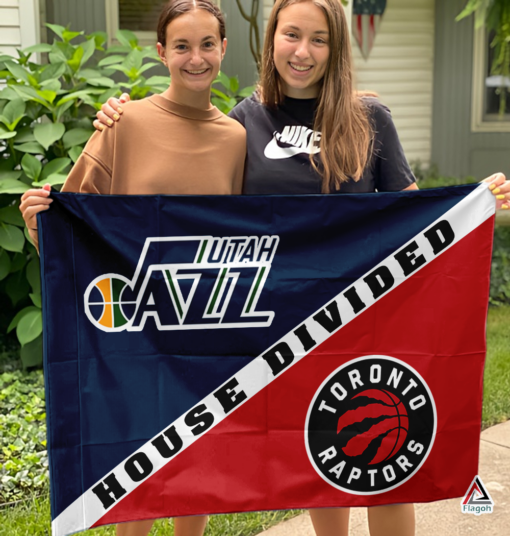 Jazz vs Raptors House Divided Flag, NBA House Divided Flag